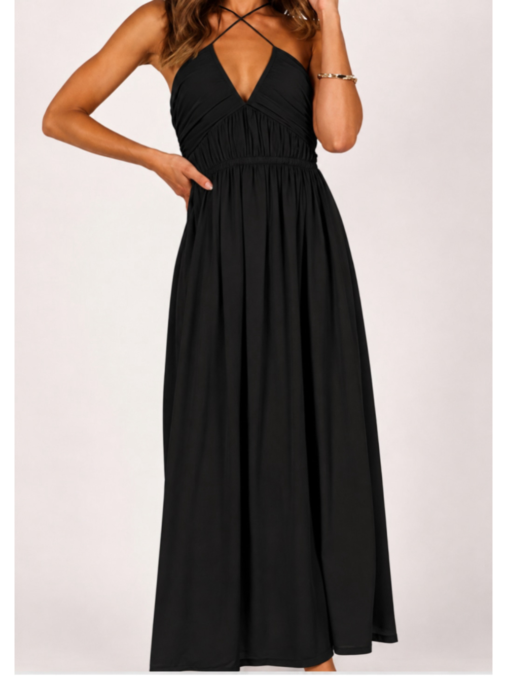 Petal and Pup Trifecta Black Maxi Dress Size S